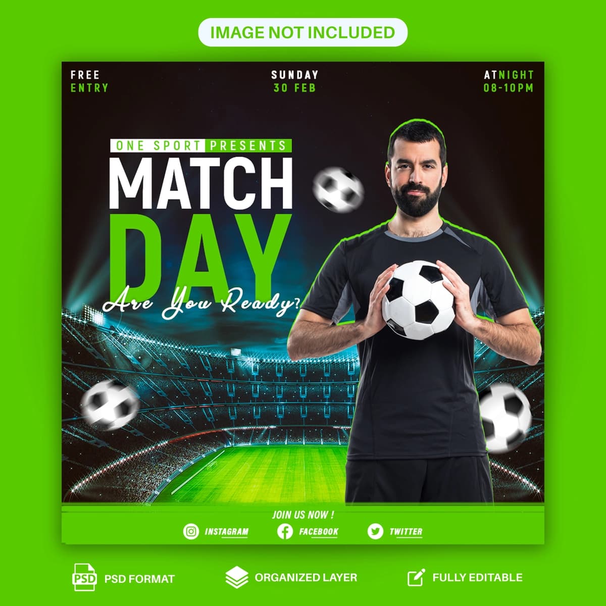Psd futbol ijtimoiy media shablon dizayni | Psd football social media template design