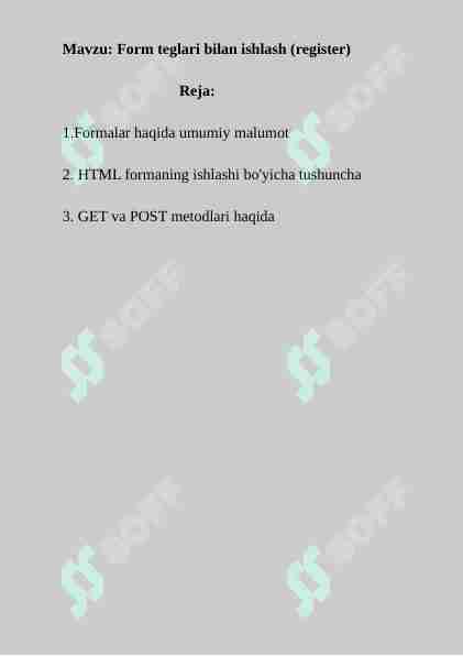 Form teglari bilan ishlash (register)