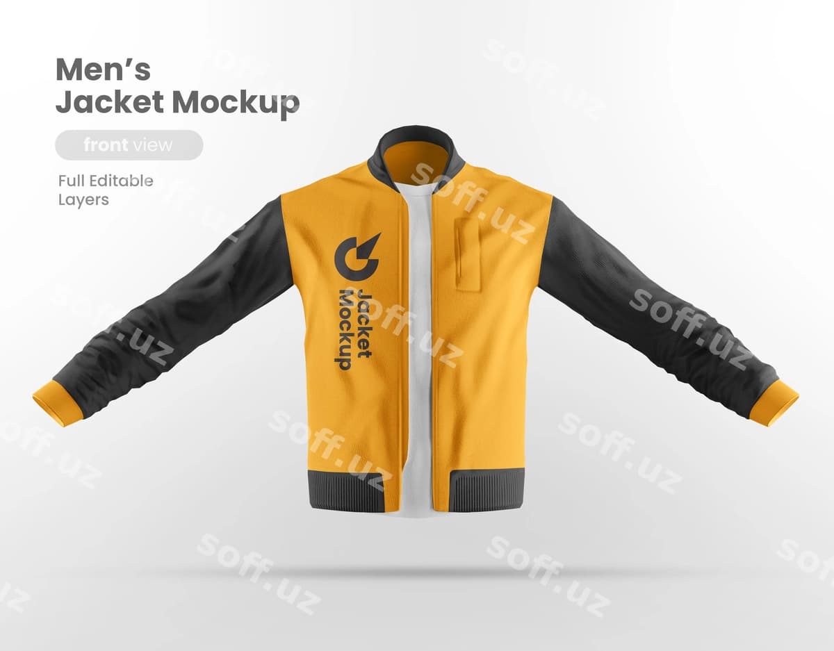 Old ko'rinishdagi kurtka maketi | Front view jacket mockup