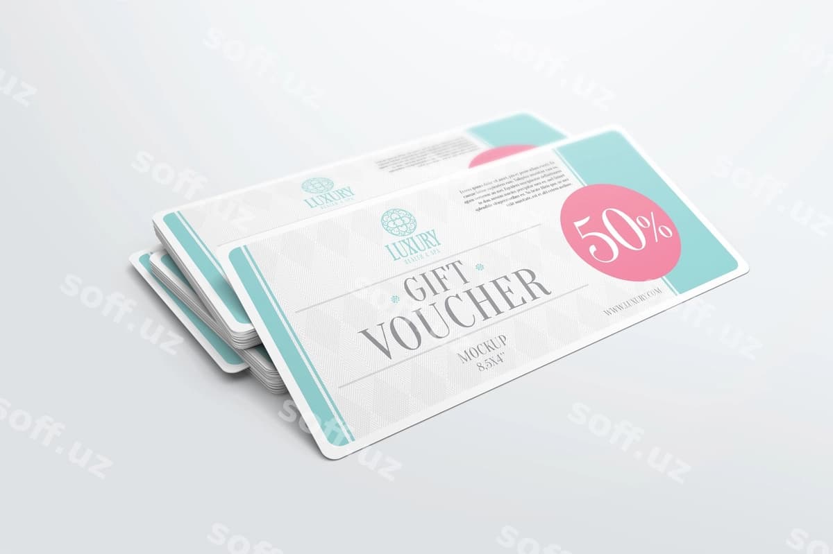 Sovg'a vocher stek mockup | Gift voucher stack mockup