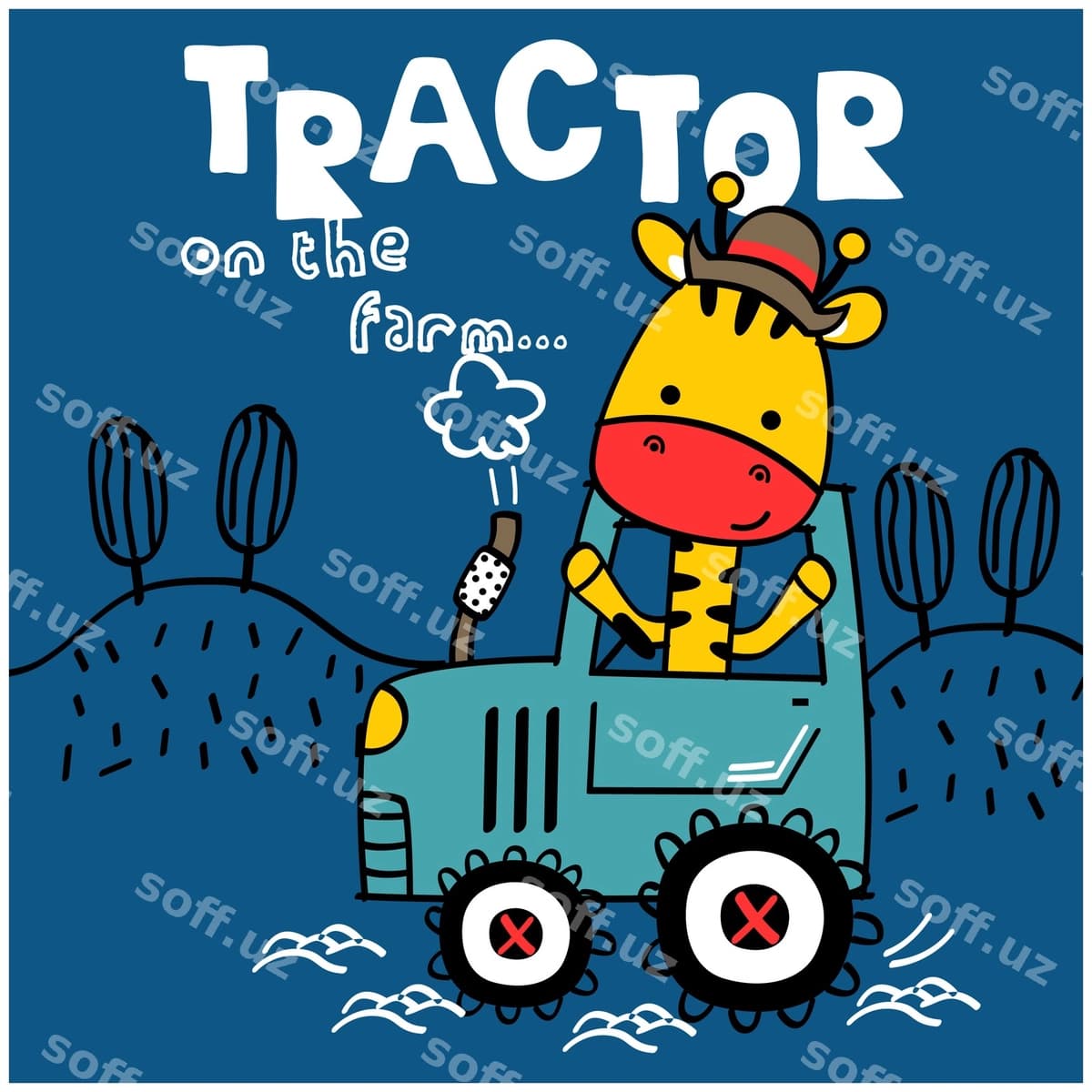 Jiraf traktor kulgili hayvon multfilmi | Giraffe tractor funny animal cartoon