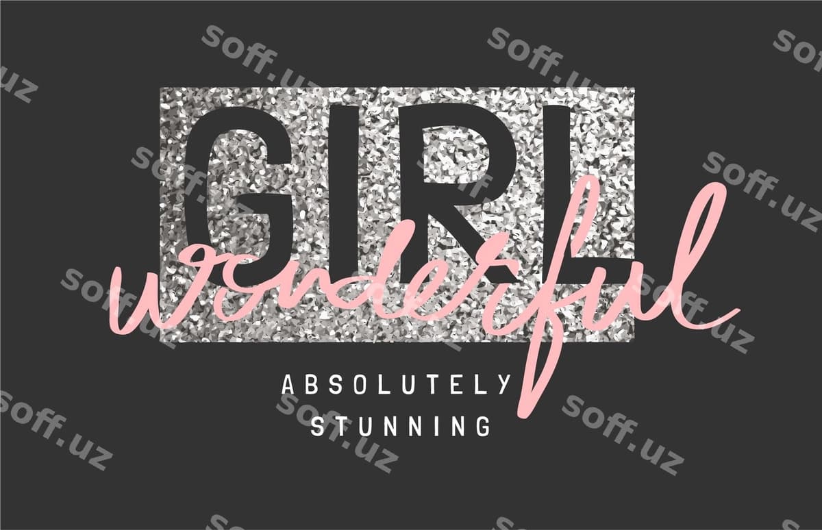 Qiz ajoyib slovan kumush parlavoq | Girl wonderful slogan silver glitter