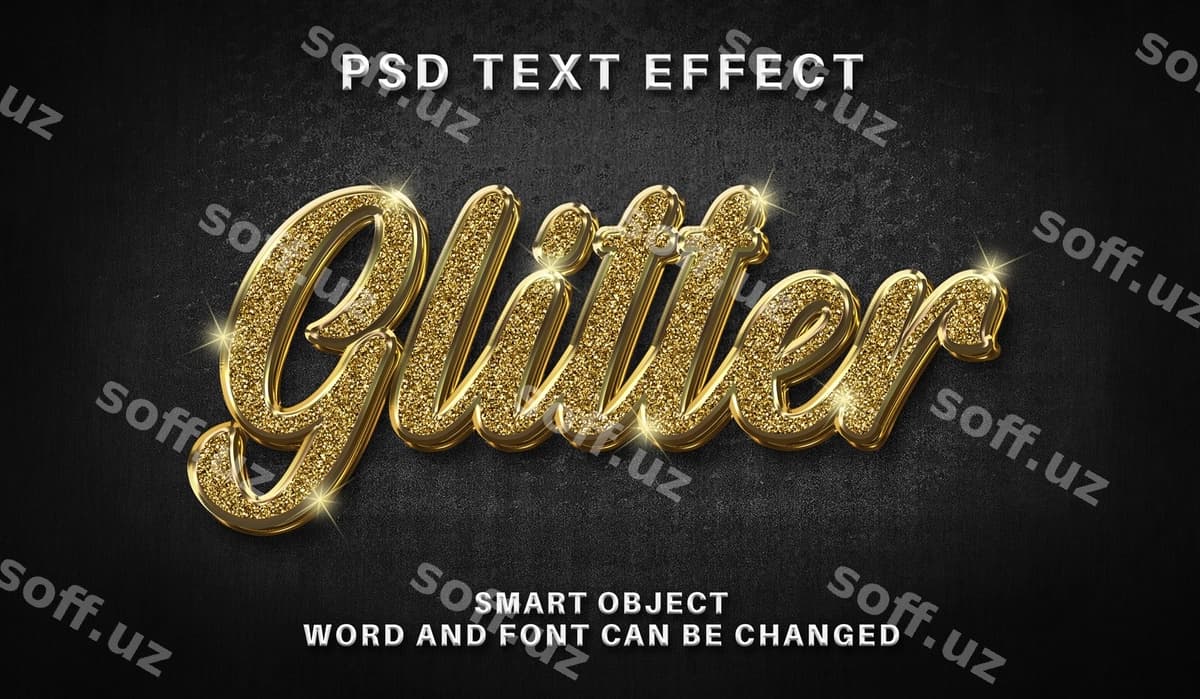Yaltiroq oltin rangli matn effekti shabloni | Glitter gold text effect template