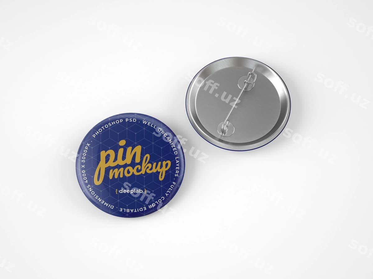 Glossi tugmachalar pini mockup | Glossy button pins mockup