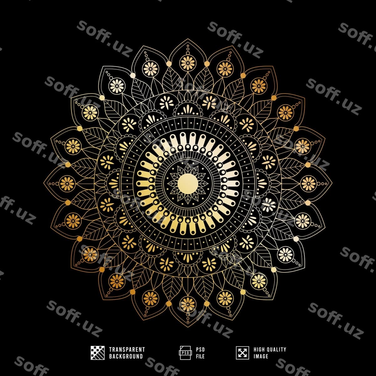 Oltin mandala bezaklari | Gold mandala ornament