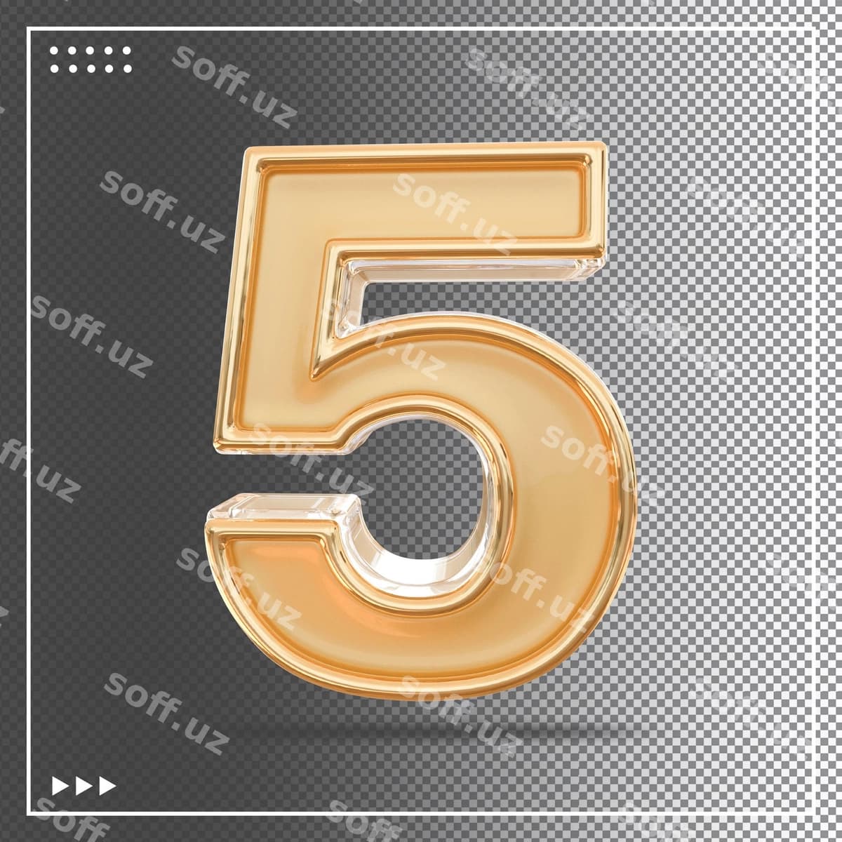 Oltin raqam 5 3D | Gold number 5 3d