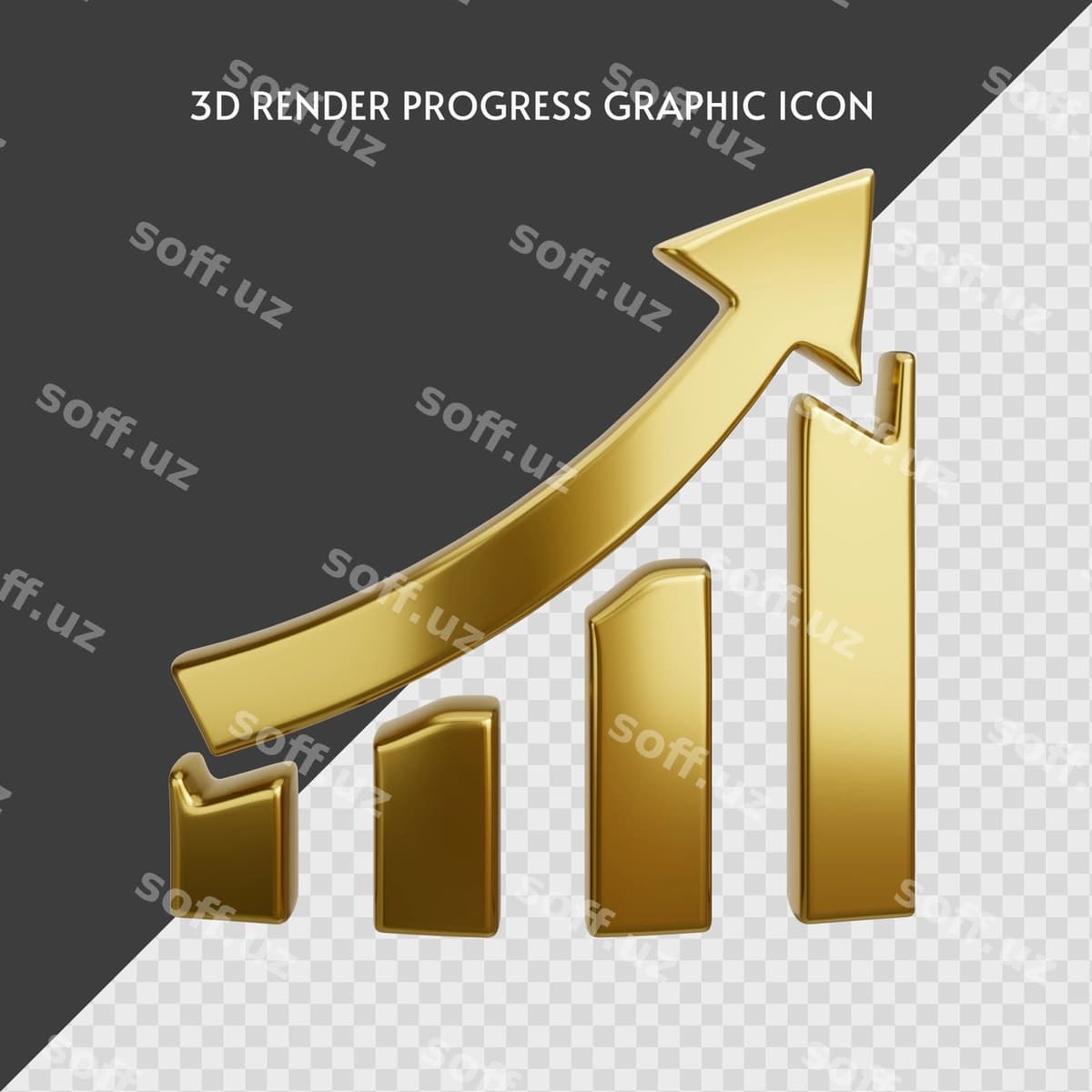 Oltin rivojlanish grafikasi ikonasi | Golden progress chart icon