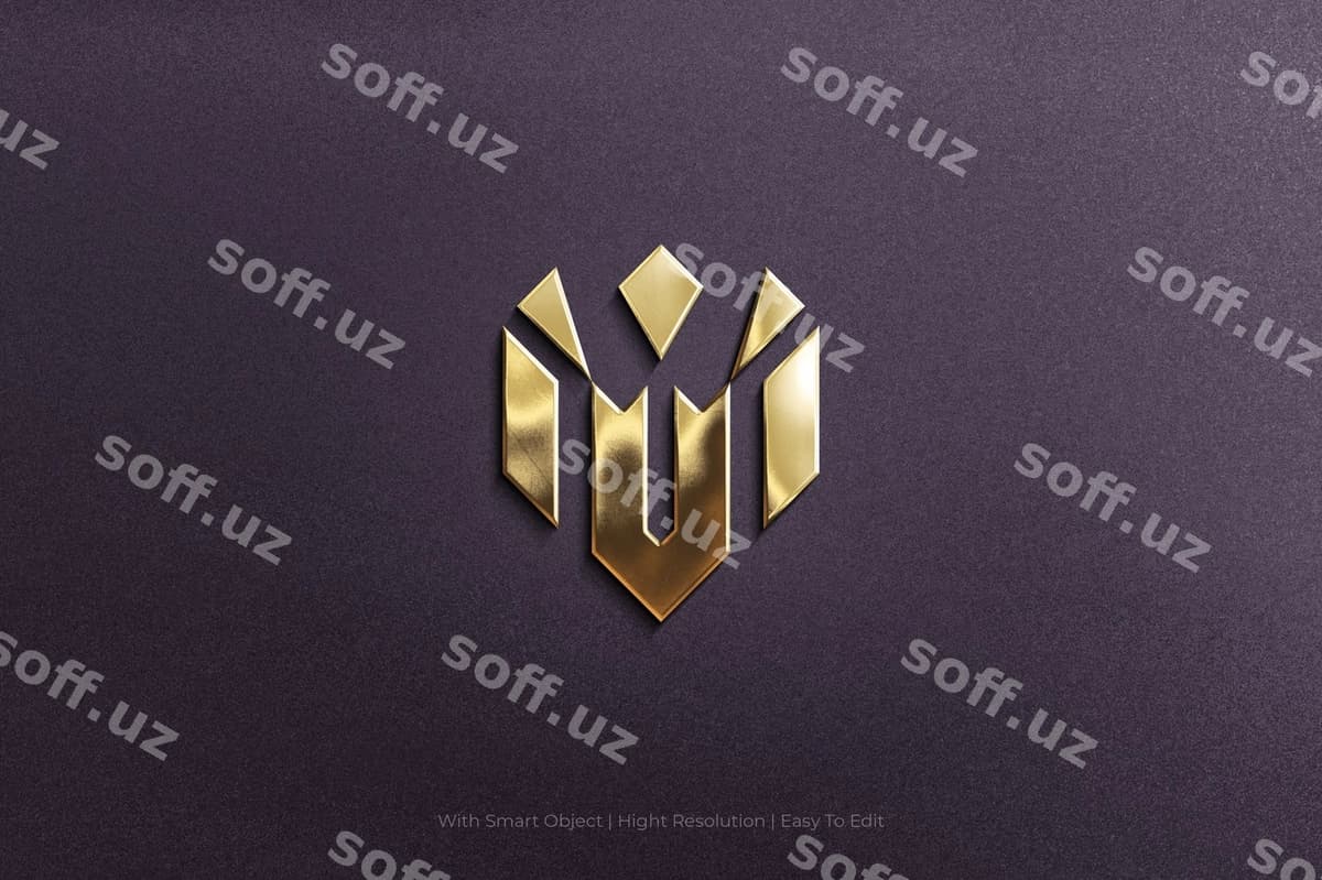 Oltin tekstura 3d namuna logotipi | Golden texture 3d mockup logo