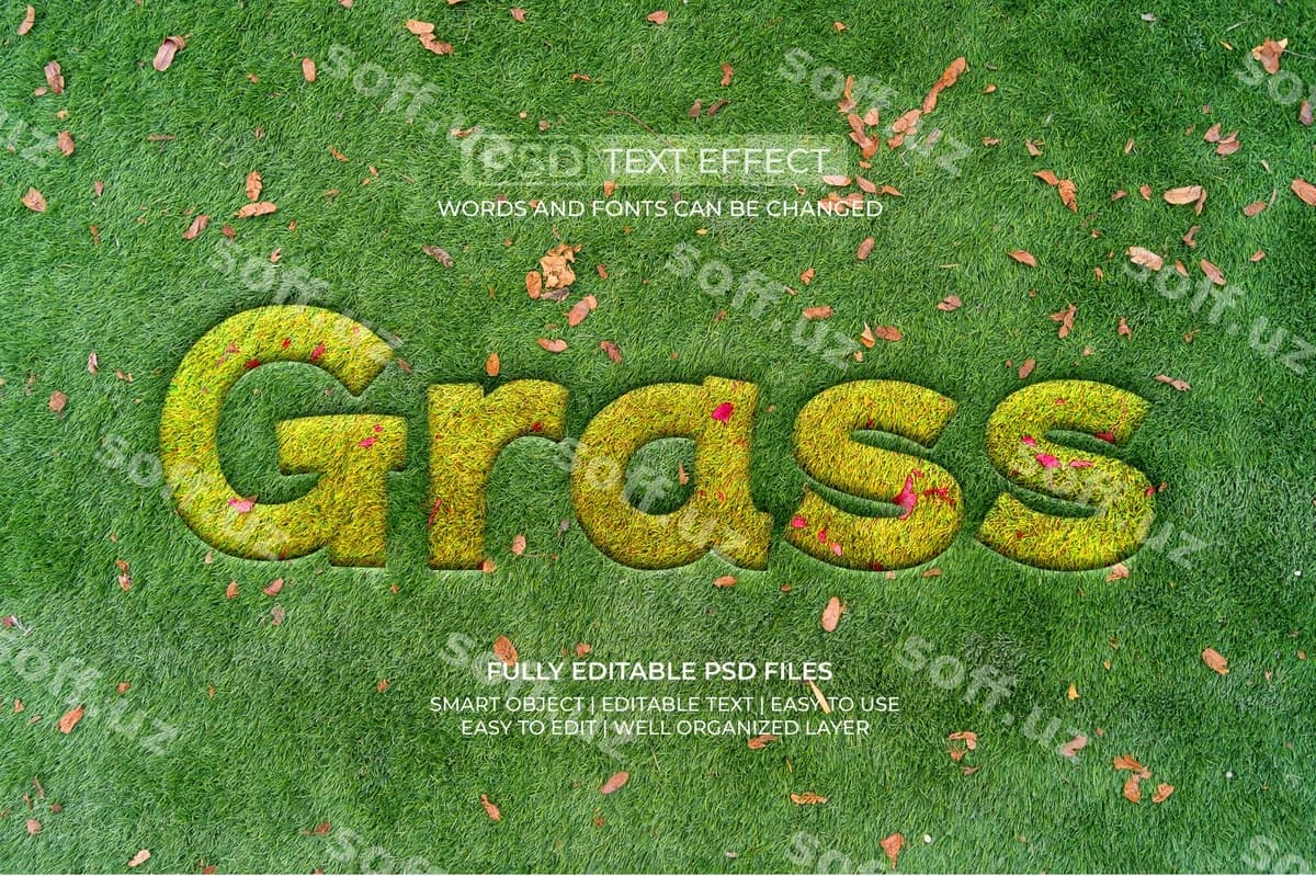 O't bargi matn effekti | Grass leaf text effect