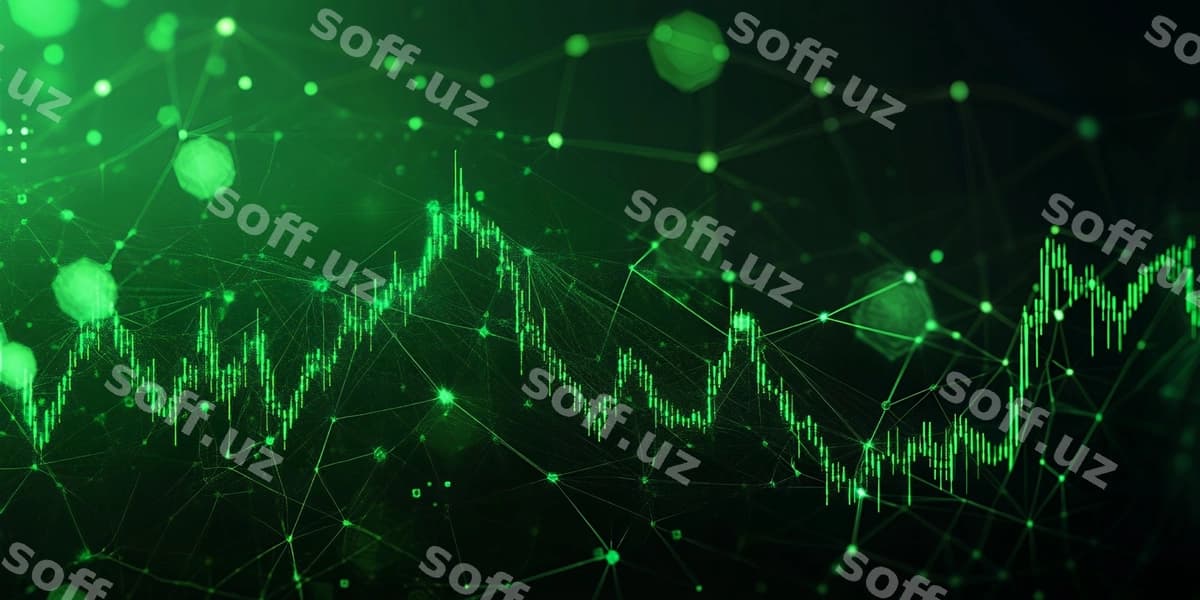 Yashil yorqin chart qora fondaa | Green glowing chart dark background
