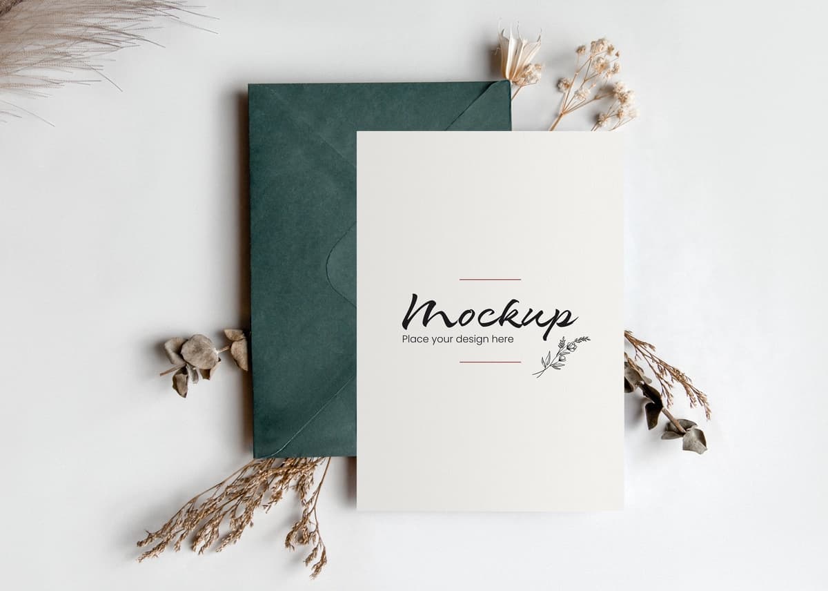 Tabriknoma yovvoyi gullar maketi | Greeting card mockup wild flowers