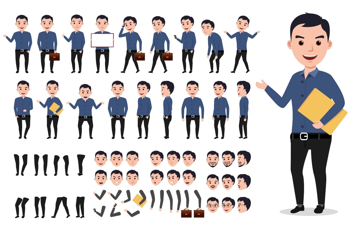 Biznesmen erkak vektor xarakterini yaratish professional odam | Businessman male vector character creation set professional man