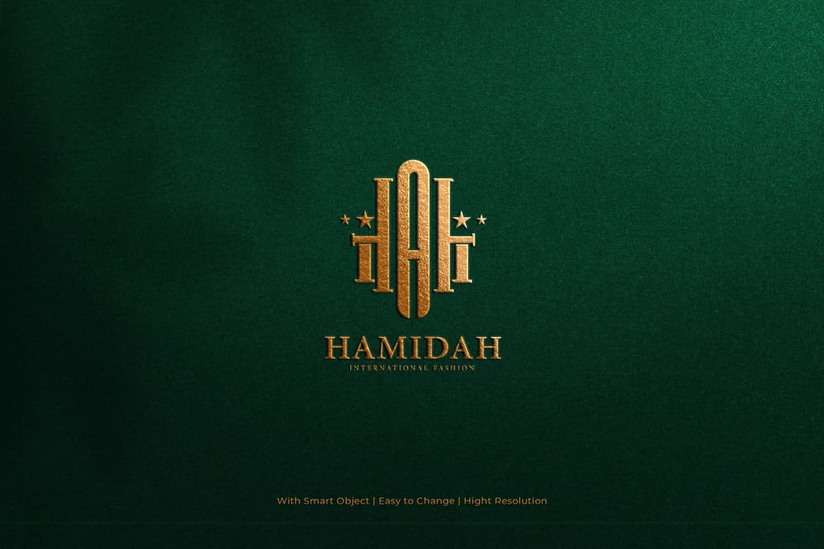 Oltin rangli naqshinkor logotip maketi | Golden embossed logo mockup