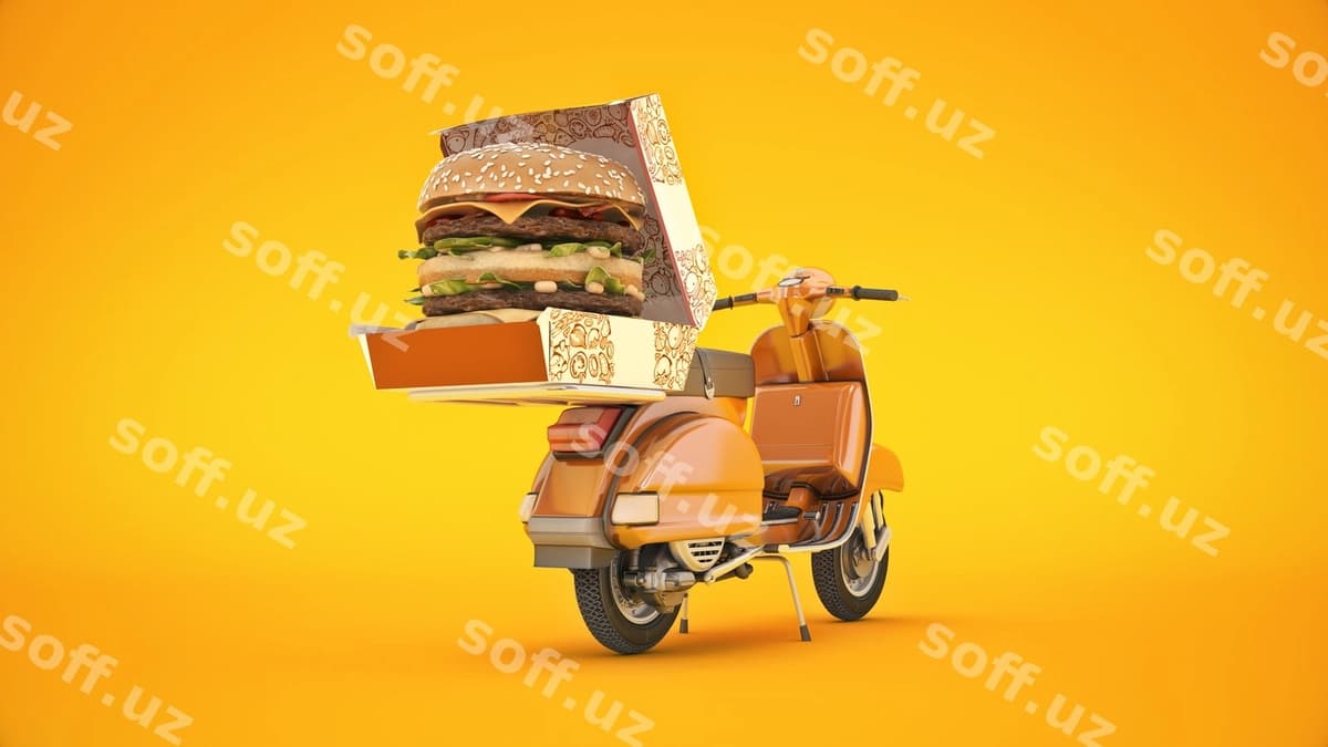 Gamburger yetkazib berish 3D render | Hamburger delivery 3d rendering