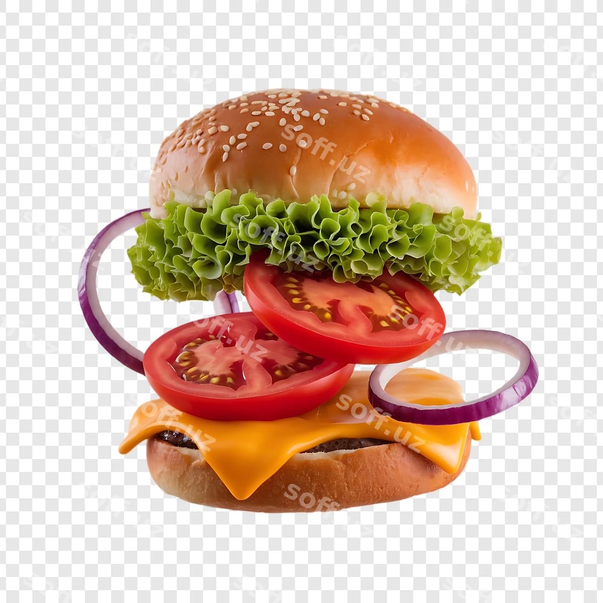 Pomidorlar va qatqatli hamburger | Hamburger with cheese tomatoes it