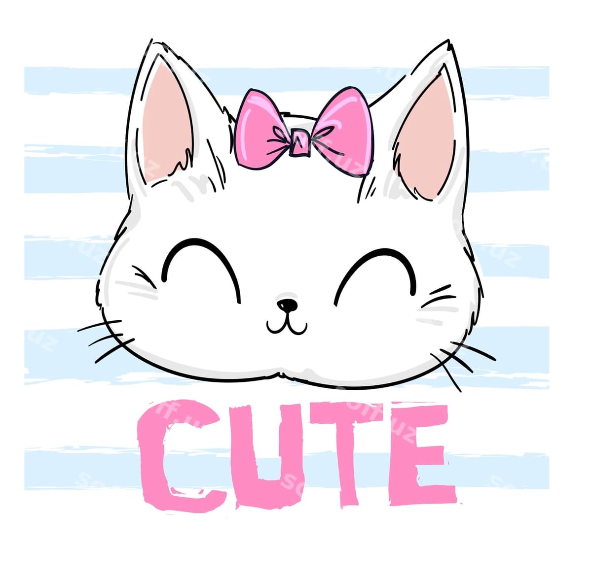 Qo'l bilan chizilgan sevimli mushuk bant | Hand drawn cute cat bow