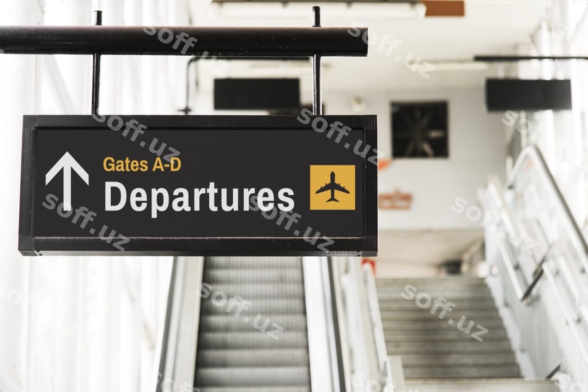 Osilgan belgi maketi old eskalator | Hanging sign mockup front escalator