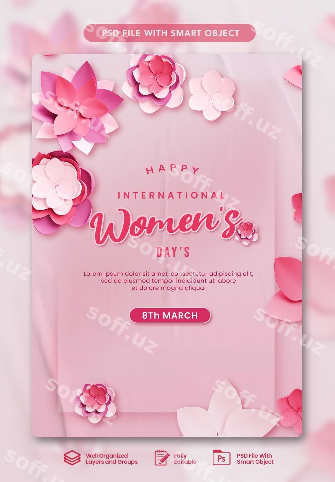 Baxromli Ayollar Kuni Kartochkasi | Happy womens day card