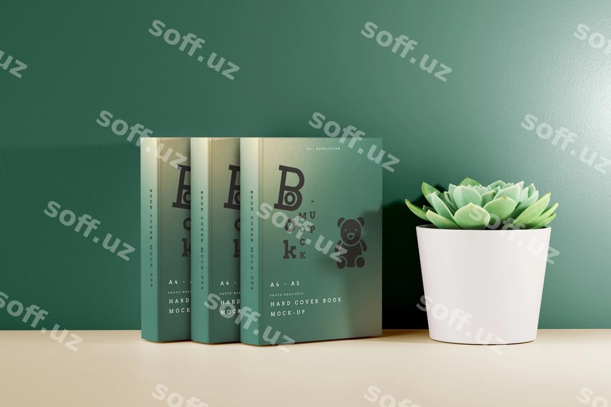 Qattiq muqova kitob mockup sahna | Hard cover book mockup scene