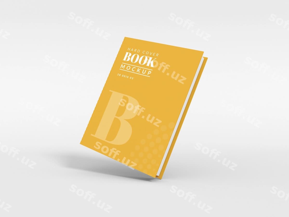 Qattiq mukattoli kitob varaqi mockup | Hardcover book cover mockup