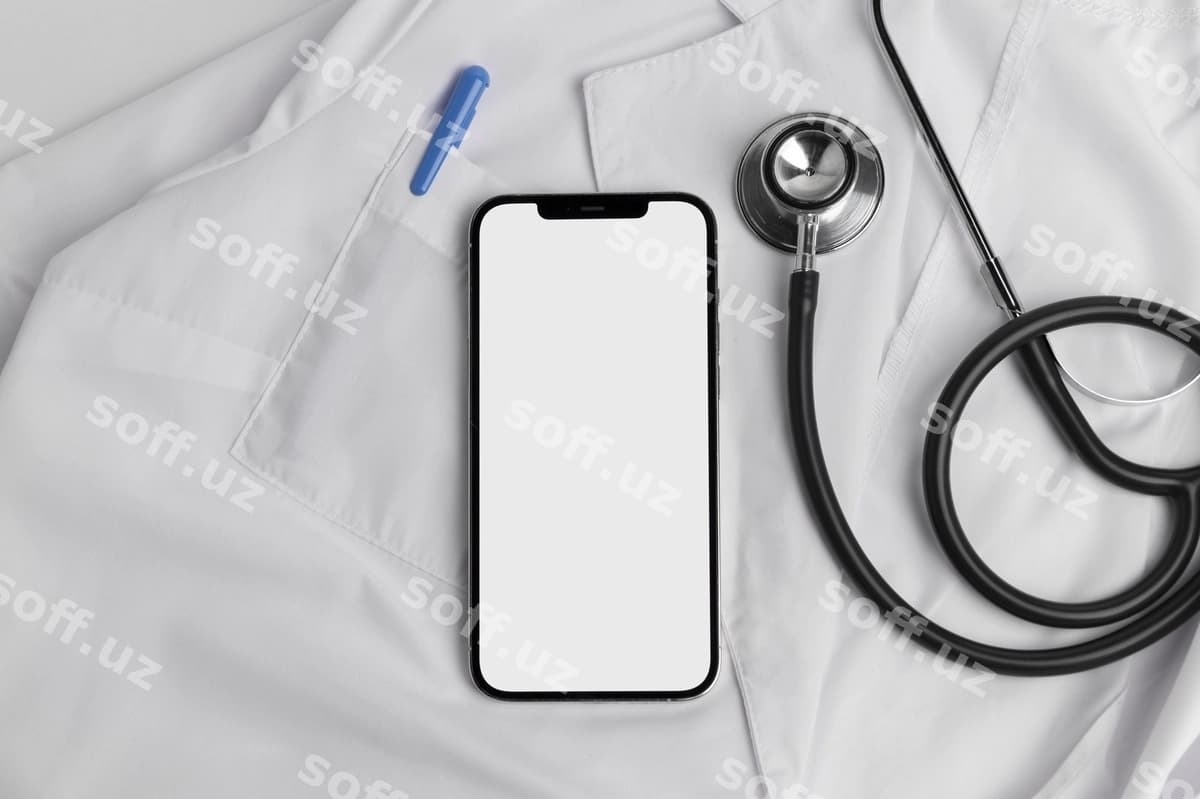 Sog'liqni saqlash ilovasi telefon ekrani maketi | Health app phone screen mockup