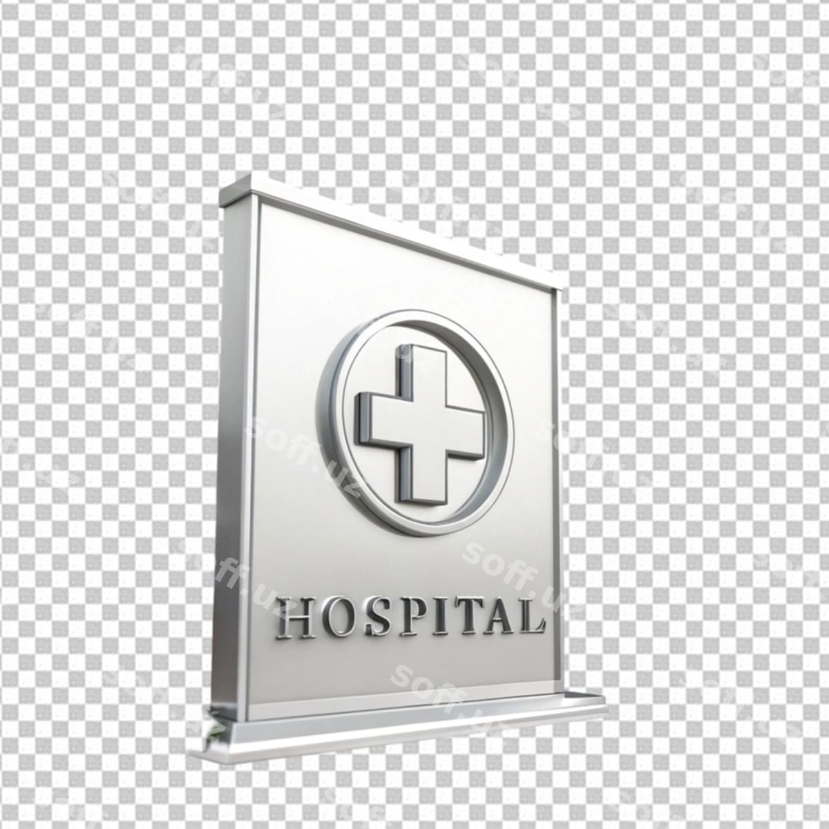 Shifoxona ikonka ajraltirilgan 3D render | Hospital icon isolated 3d render