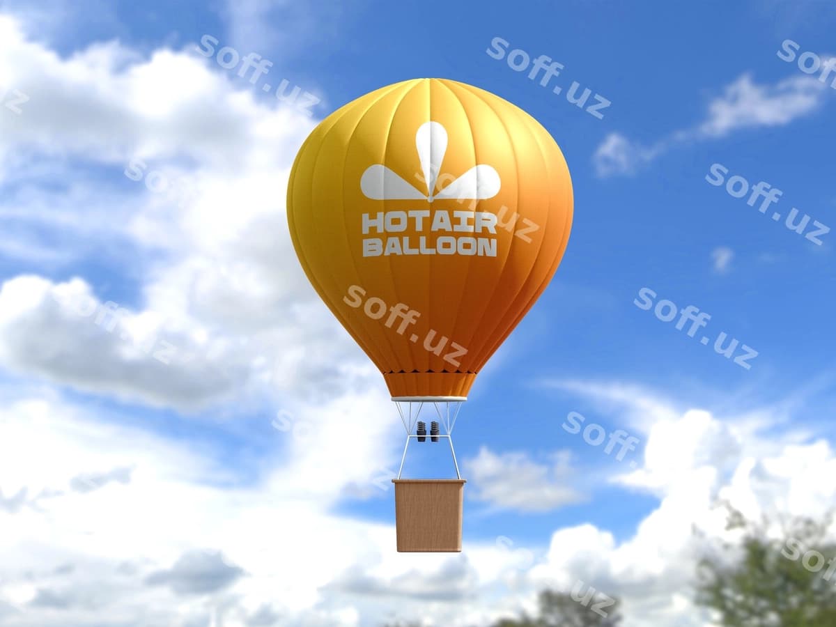 Sovuq havo sharqi logotipi mockup | Hot air balloon logo mockup