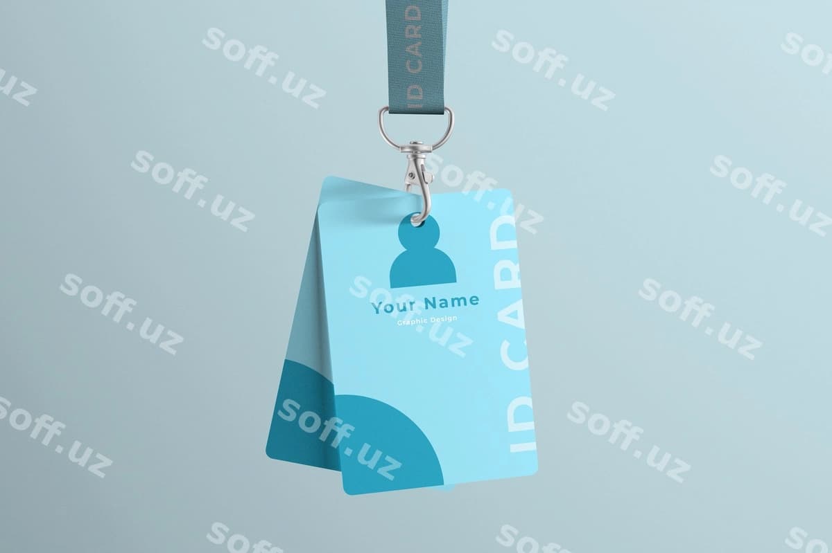 Bog'li maket bilan identifikator | Id card with lanyard mockup