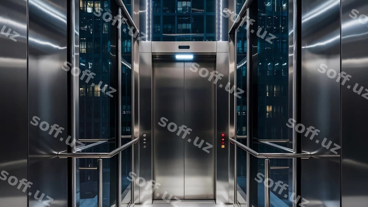 Ichida zamonaviy lift shaft | Inside modern elevator shaft