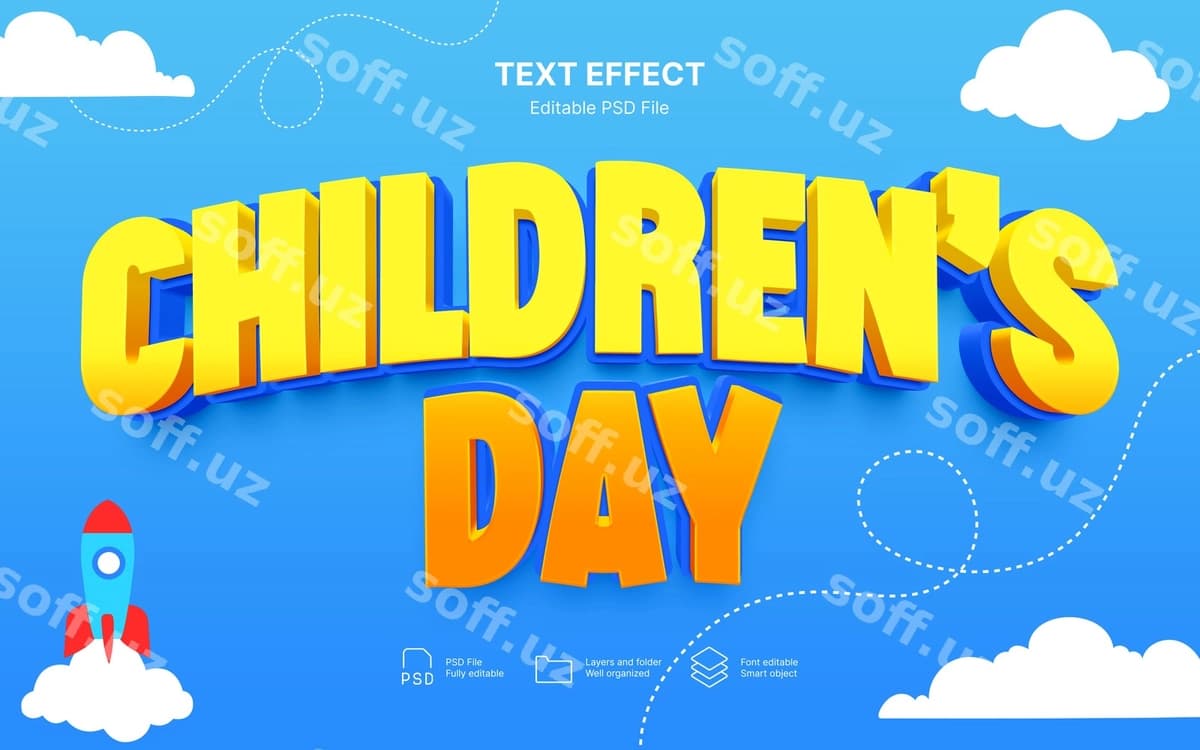 Xalqaro Bolalar Kuny matn effekti | International childrens day text effect