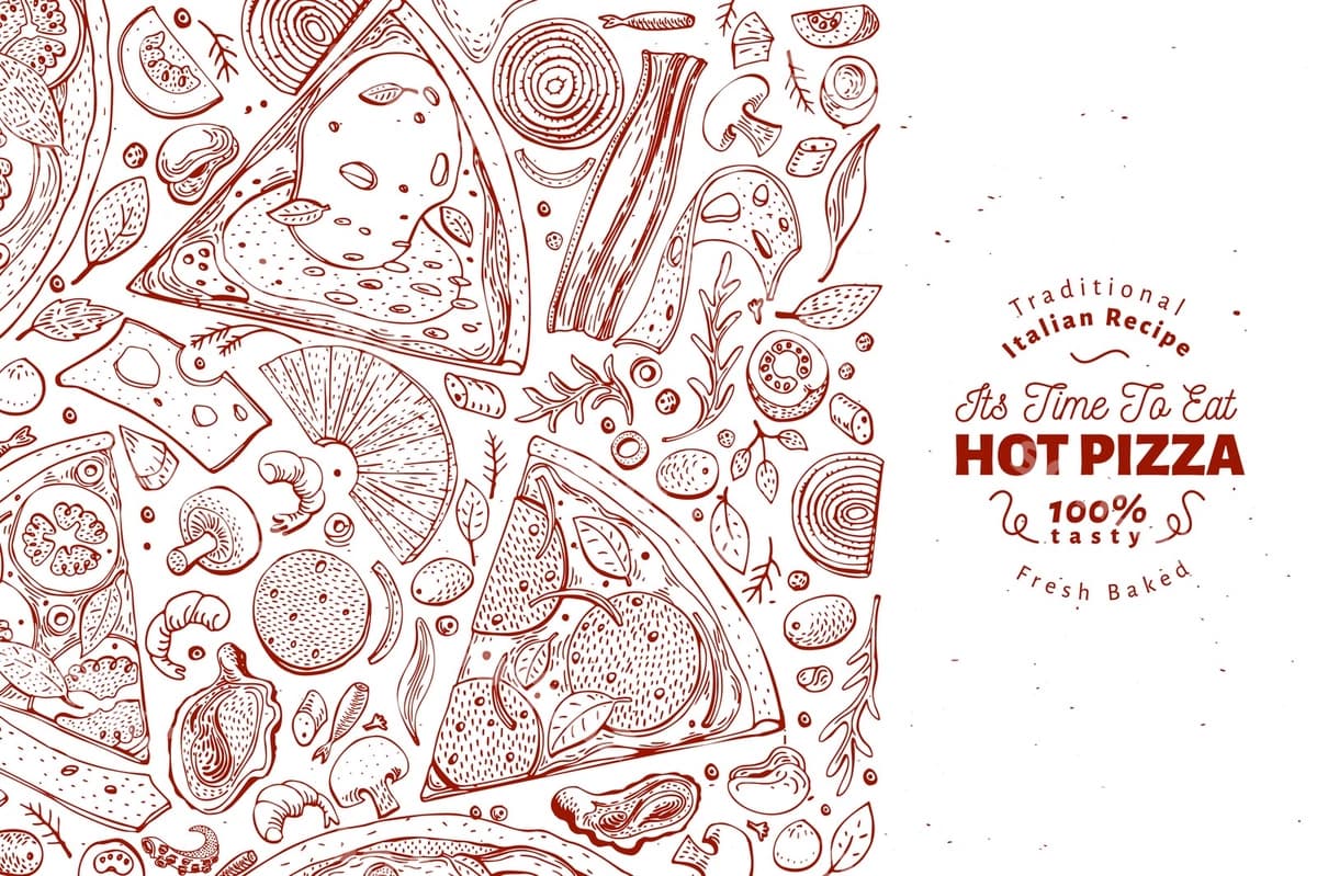 Italiya pizzasi tarkibiyotlari ramkasi | Italian pizza ingredients frame