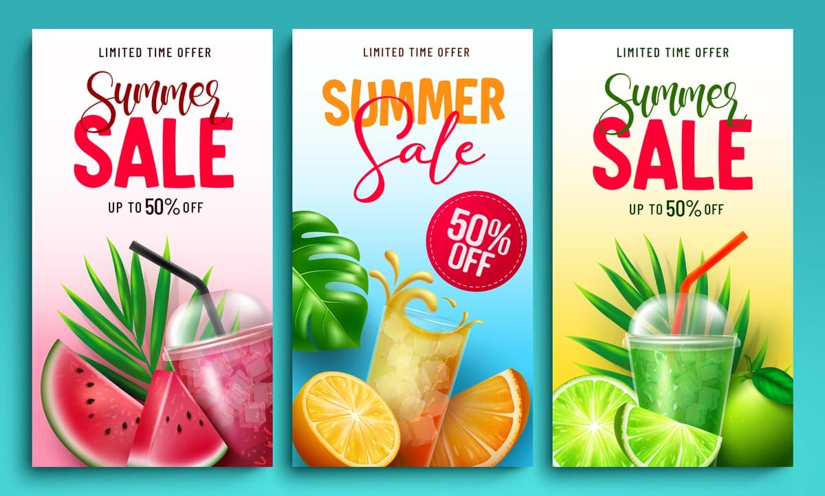 Yozgi sotuvlar vektor plakatlar to'plami yozgi savdo matni cheklangan vaqt taklifi | Summer sale vector poster set summer sale text limited time offer