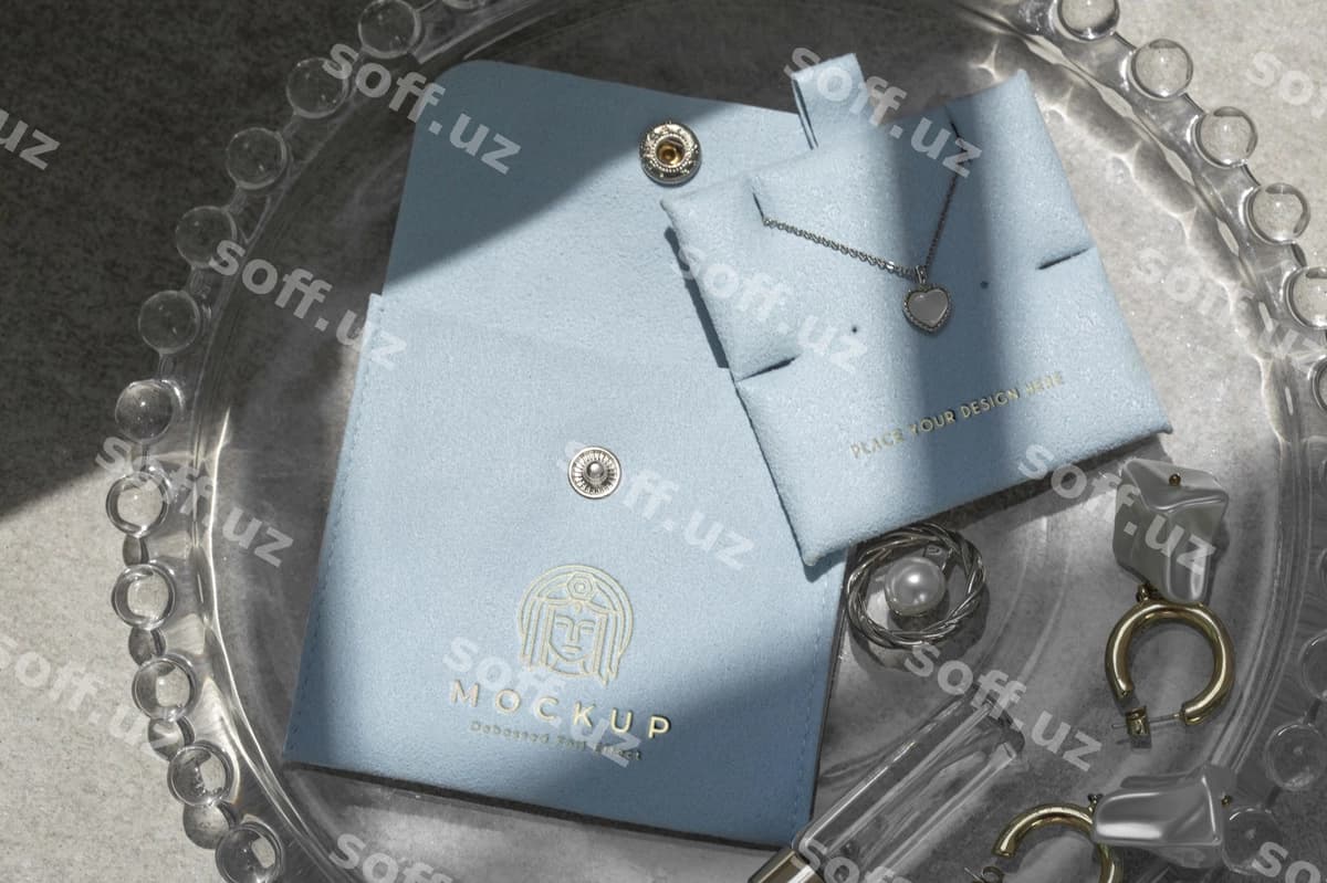 Zirvotlar uchun sumka mockup dizayni | Jewelry bag mockup design