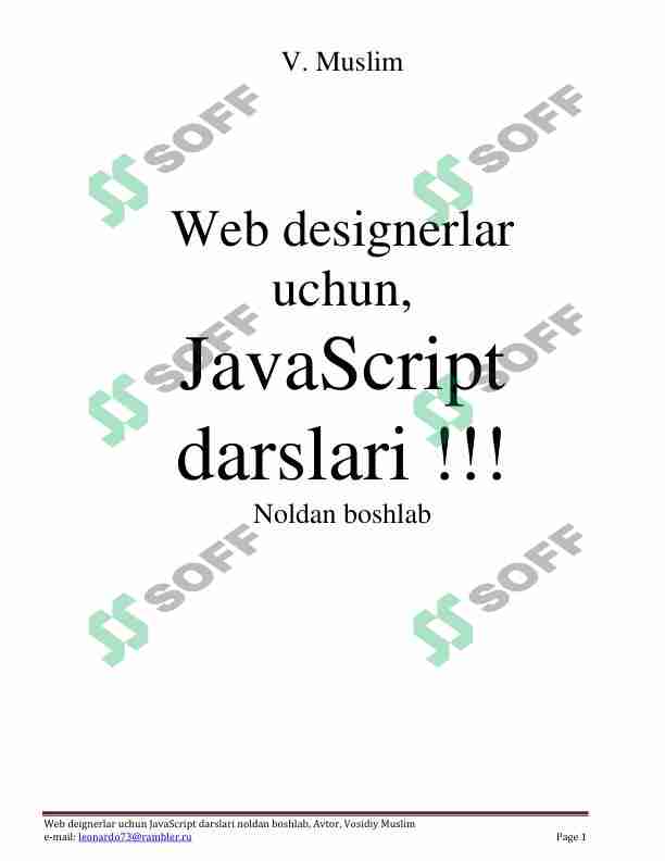 Javascript dasturlash tili boʻyicha oʻzbek tilida