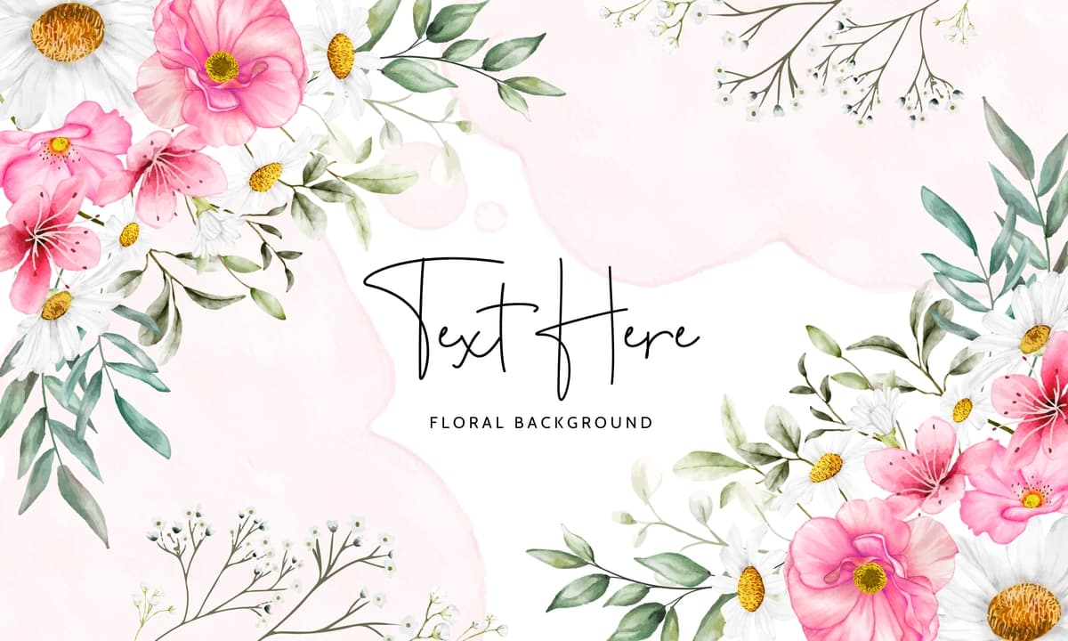 Chiroyli akvarel ko'knori romashka gul foni | Beautiful watercolor poppy daisy flower background