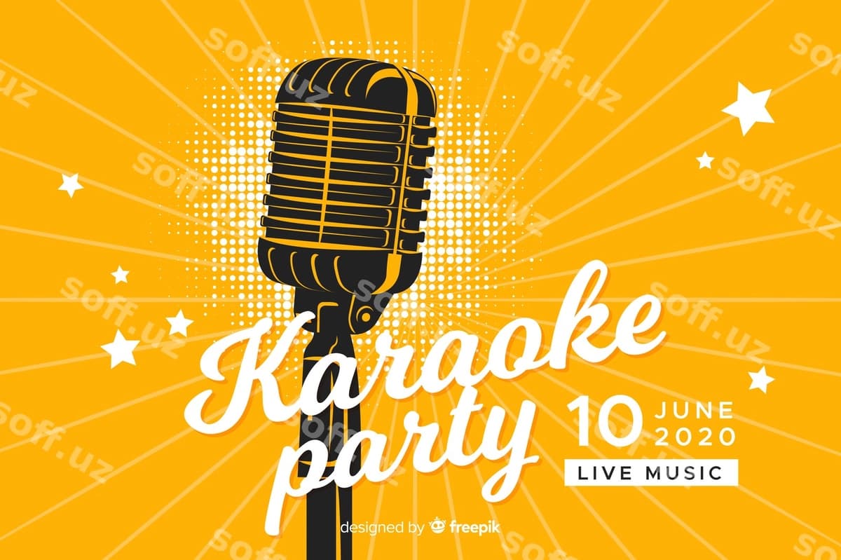Karaoke banner shablonining tekis uslubi | Karaoke banner template flat style