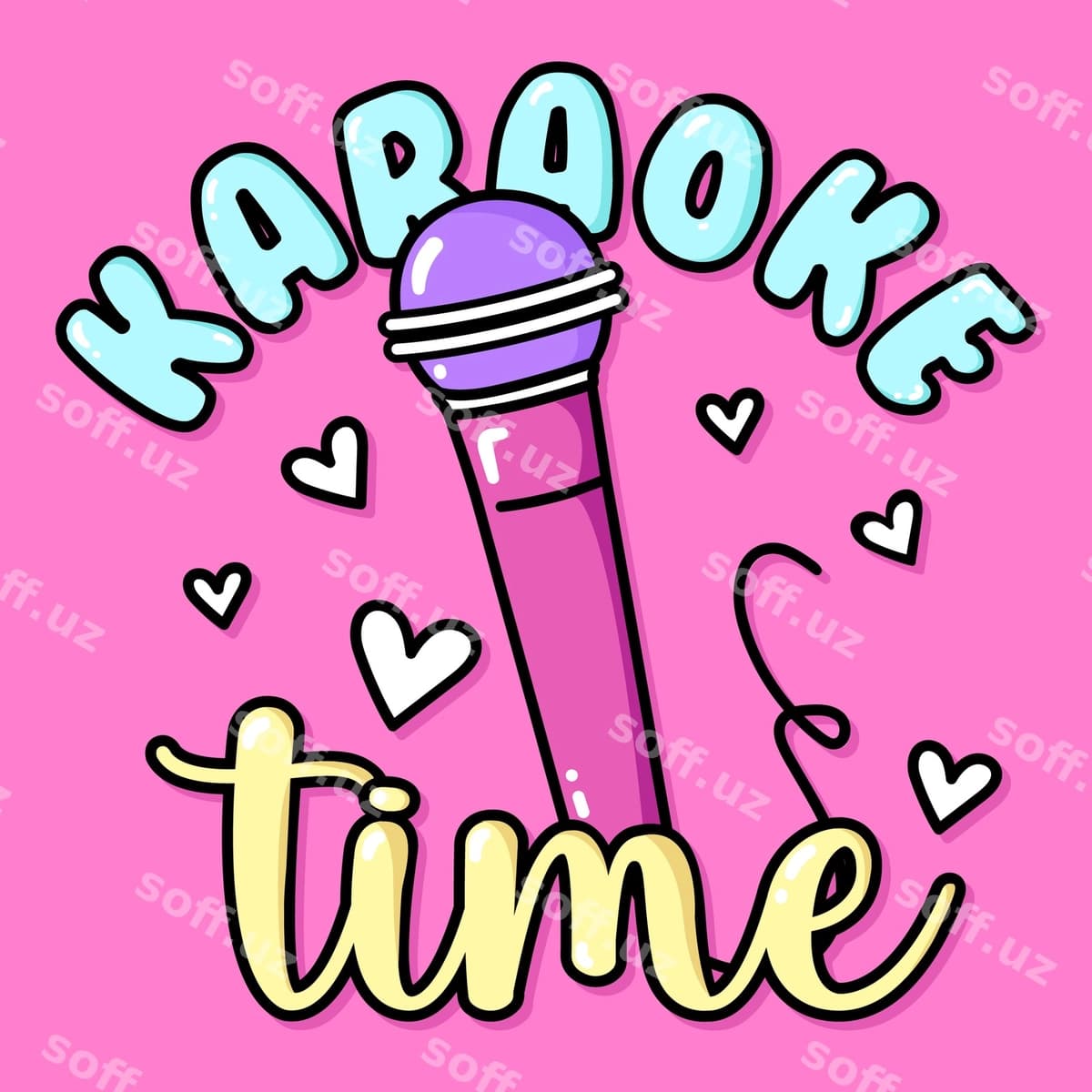 Karaoke vaqti matni mikrofon bilan | Karaoke time text with microphone