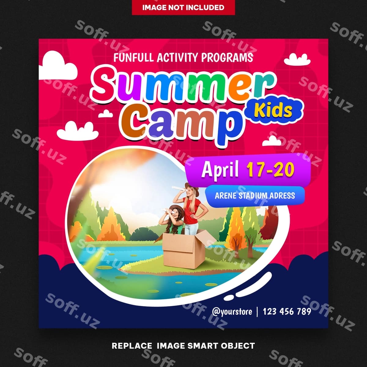 Bolalar yozgi kempingi banerlar posti | Kids summer camp banners post