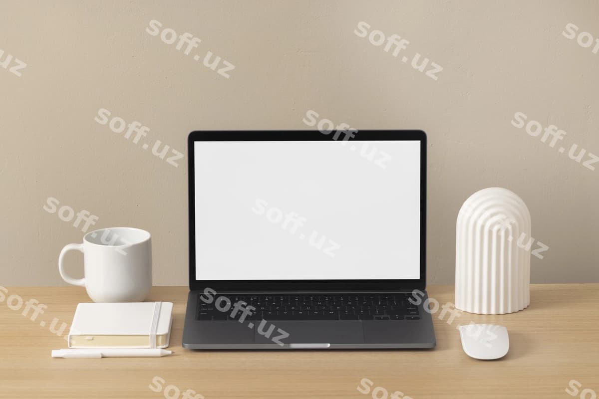 Ichkarida noutbuk maketi | Laptop mockup indoors