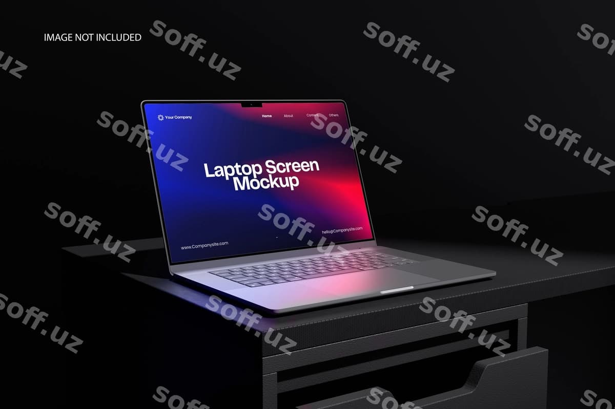 Noutbuk ekrani maketi qorong'u mavzu | Laptop screen mockup dark theme