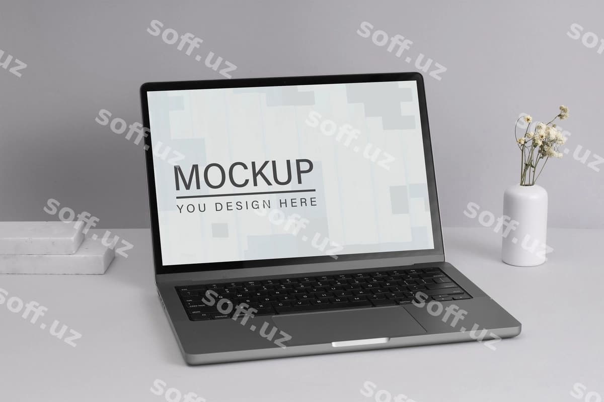 Noutbuklarni o'rnatish jadvali maketi | Laptopplanttablearrangementmockup