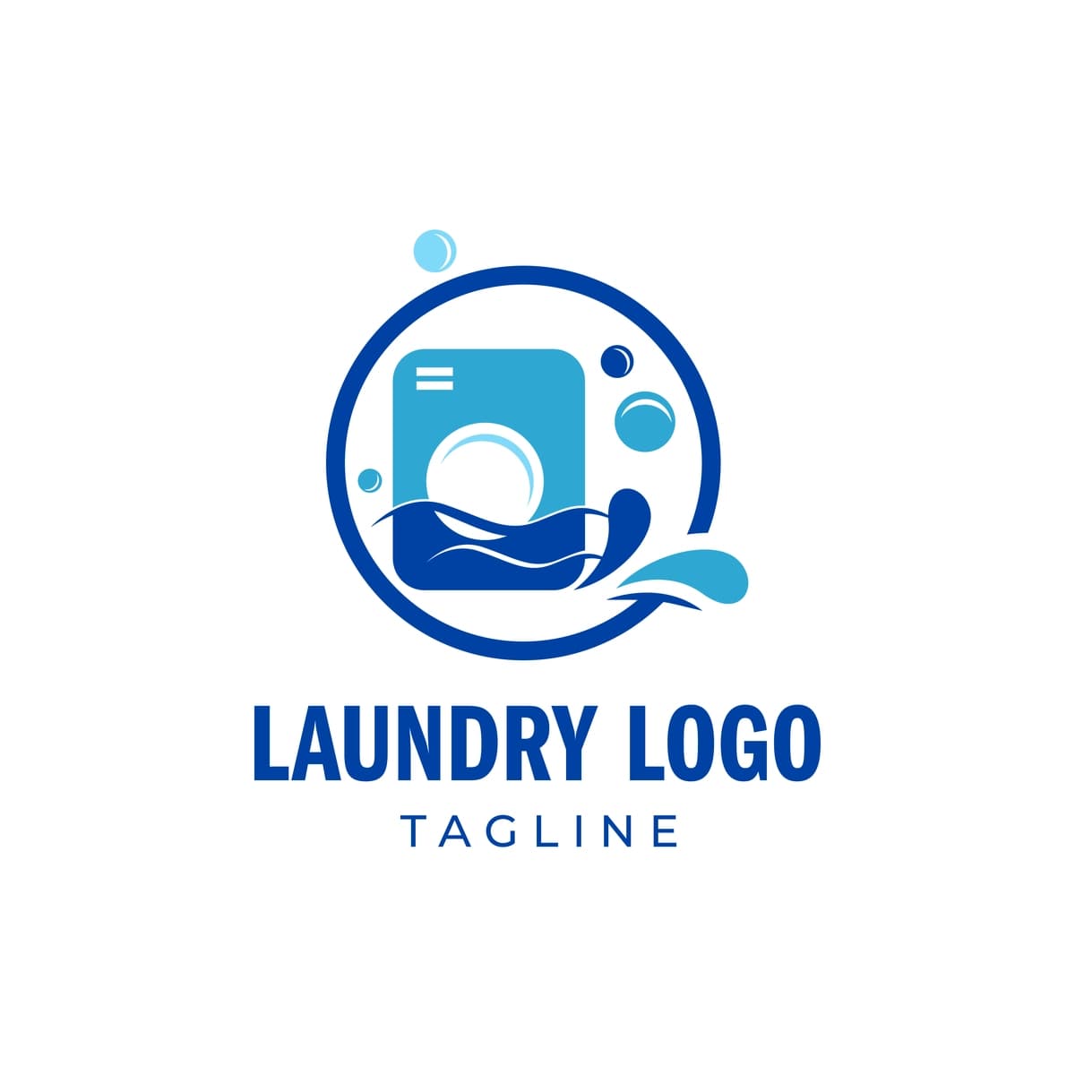 Moviy kir yuvish mashinasi logotipi mos tozalash biznesi | Blue laundry washing machine logo suitable cleaning business