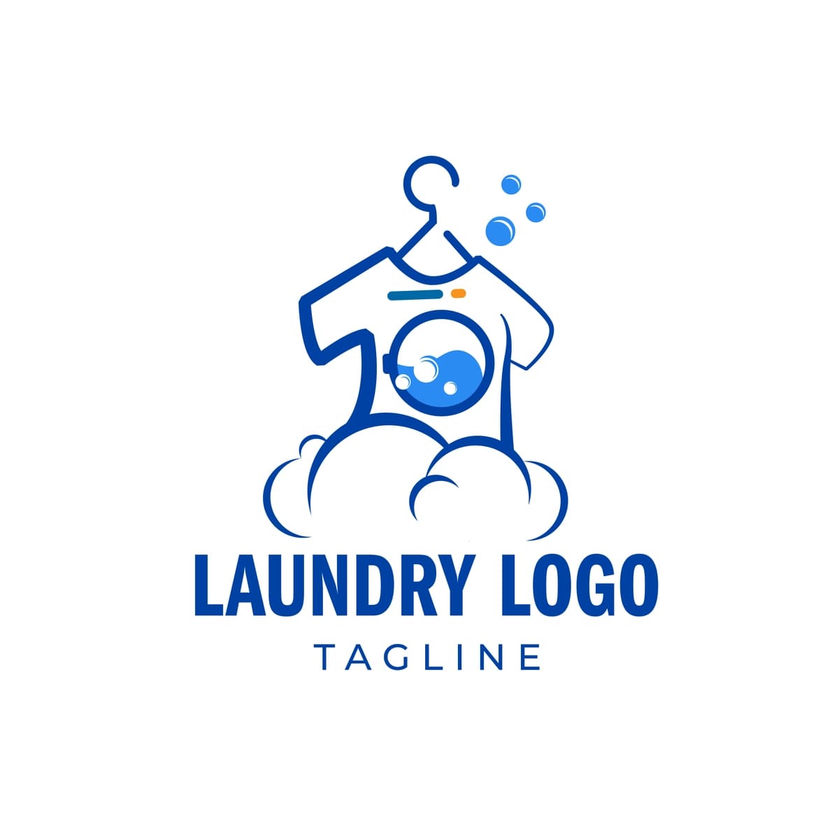 Moviy kir yuvish mashinasi logotipi mos tozalash biznesi | Blue laundry washing machine logo suitable cleaning business