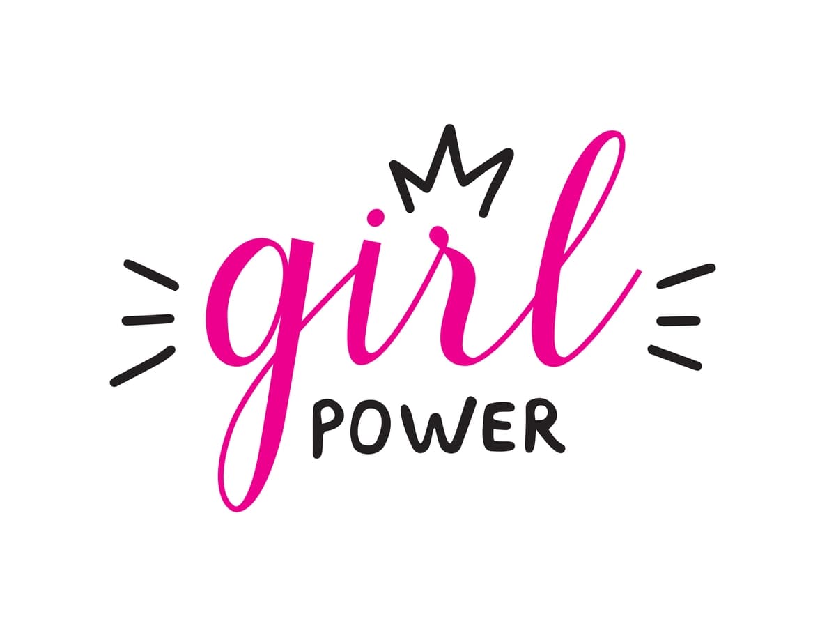 Qiz kuch iqtibos qo'lyozma vektor harflar feministik shiori banner | Girl power quote handwritten vector lettering feminist slogan banner