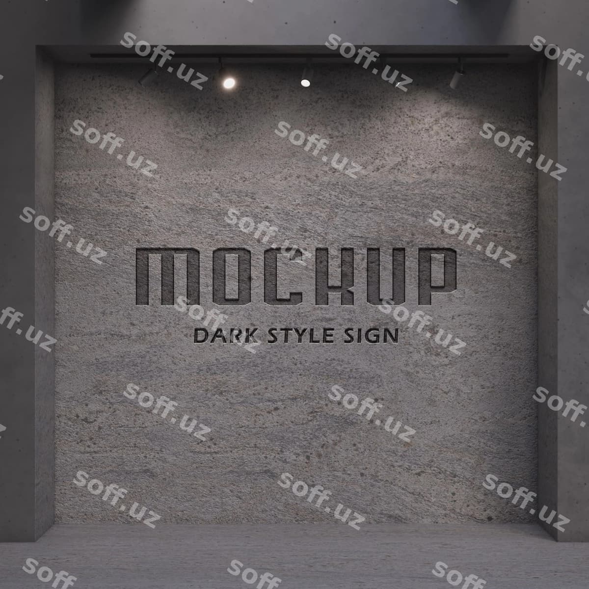 Logo qora devor namunasi | Logo dark wall mockup