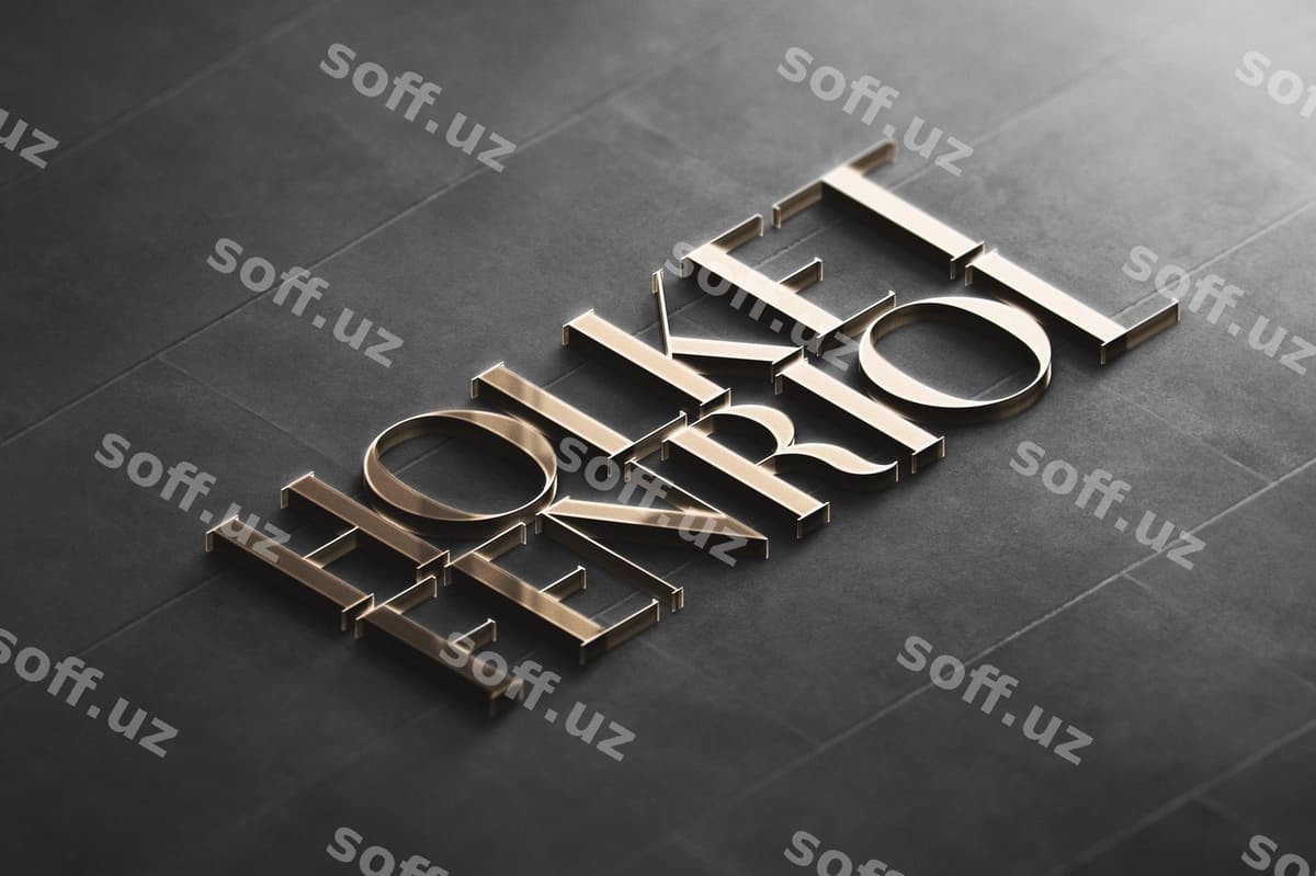Logo namuna perspektiva 3D oltin | Logo mockup perspective 3d gold