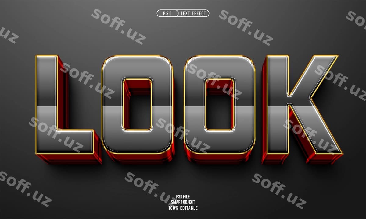 3D tahrirlanadigan matn effektiga qarang | Look 3d editable text effect