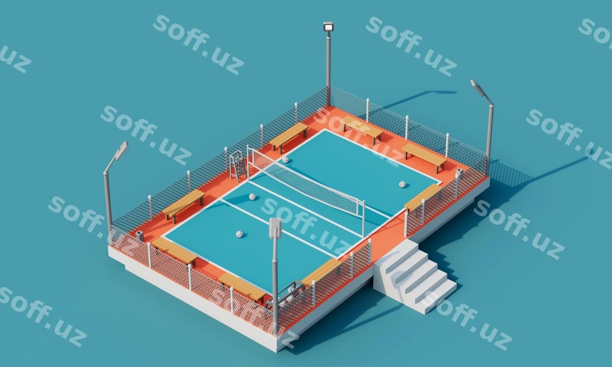 Past polimer voleybol maydonchasi | Low poly volleyball court