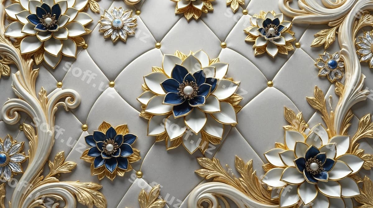 Hashamatli 3D gulli bezak | Luxurious 3d floral embellishment