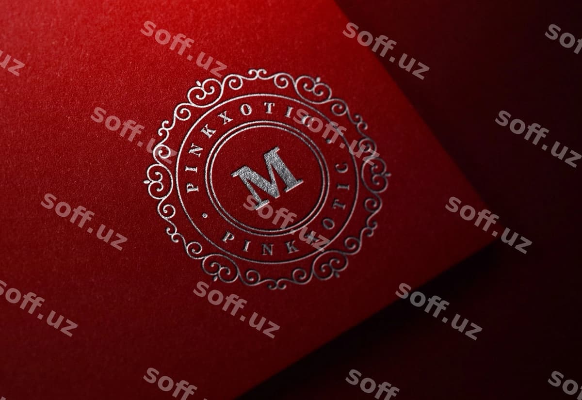 Lukzy logotip namunasi qizil qog'oz | Luxury logo mockup red paper